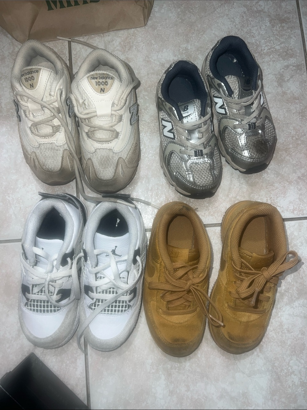 Nike Kids Mixed Color Sneaker Bundle - White, Tan, Brown
